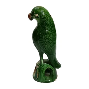 8" Qing Dynasty Handmade Green Glaze Parrot Statues Eaves Tile - Picture 1 of 14
