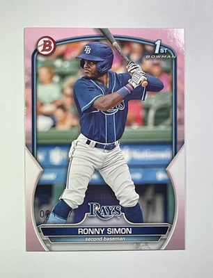 2023 Bowman Prospects Ronny Simon 1st bowman rookie card Pink 21/175 - Image 1 of 2