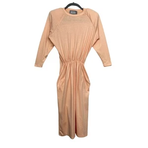 Vintage 80s Forenza Sport Pink 3/4 Sleeve Fitted Crew Neck Pockets Pin Up Dress - Picture 1 of 16
