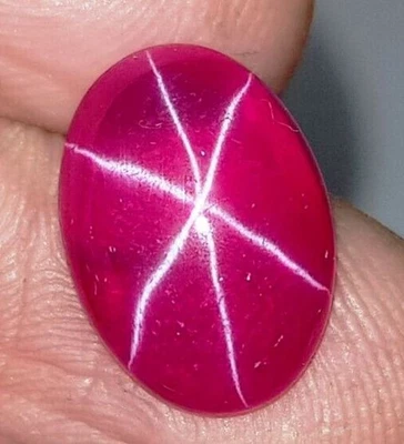 4.10 Cts. Natural Star Red Ruby 6 Rays Oval Cabochon Cut Certified Gemstone - Image 1 of 4