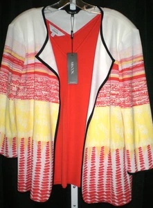 MISOOK 2 PIECE MULTI (ORANGE/YELLOW/WHITE/BLACK (JACKET/V NECK TANK) LARGE NWT - Picture 1 of 5