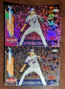 Jacob deGrom 2020 Topps Chrome Update All-Star Pink Refractor & Base Lot NY Mets - Picture 1 of 2