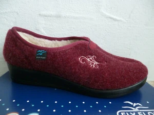 Fly Flot Damen Hausschuh Hausschuhe Pantoffel bordeaux - Picture 1 of 9