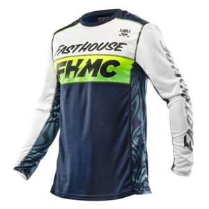 Fasthouse Grindhouse Nova Jersey, Navy Blue/White/Flo Green - Picture 1 of 27
