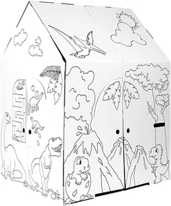 Casa di dinosauri in cartone - Arte e artigianato per bambini per divertimento in interni ed esterni, colore dinosauro - Foto 1 di 7
