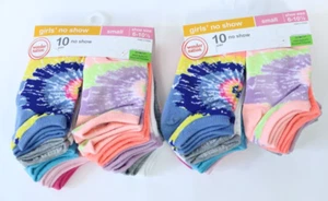 Girls 20 Pair Wonder Nation Multicolor No Show Socks Sz S 6-10.5 NEW - Picture 1 of 3