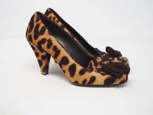 Yves Saint Laurent Leopard Print Calf Hair Pumps Tassel Heel Size 37 - Picture 1 of 8