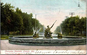 Vtg Lincoln Nebraska NE Thompson Fountain 1907 Old View Postcard - Picture 1 of 2