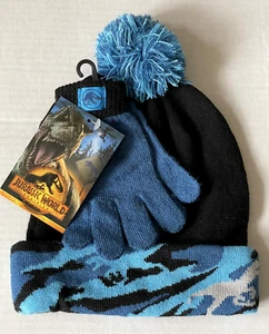 Jurassic World Hat and Gloves Black Blue Camo Todder Child 2Pc Set NWT - Picture 1 of 7