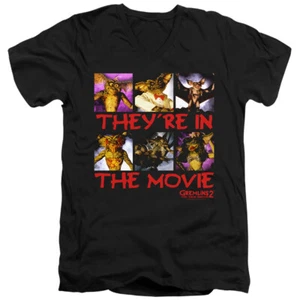Gremlins 2 Slim Fit V-Neck T-Shirt They're in the Movie Black Tee - Picture 1 of 1
