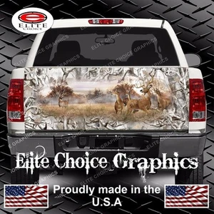 Whitetail Buck Deer Buck Snow Camo Truck Tailgate Wrap Vinyl Graphic Decal Wrap - Picture 1 of 1