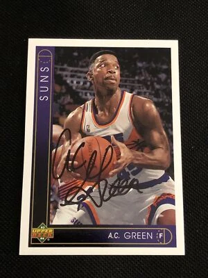 A.C. GREEN 1993-94 UPPER DECK SIGNED AUTOGRAPHED CARD #398 PHOENIX SUNS - Image 1 of 2