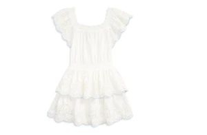 Ralph Lauren Big Girls Eyelet Tiered Cotton Jersey Dress White Size S - Bild 1 von 3