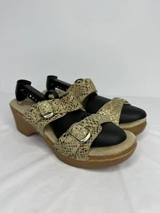 Dansko Sophie Sandals Women EU 41 (10.5 - 11) Slide Tan Snakeskin Print Buckle - Picture 1 of 14