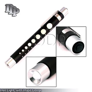 Pen Light, with Pupil Gauge for Nursing Medical Black with Reusable - Picture 1 of 3