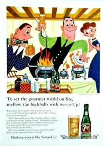 7 Up Set Gourmet World On Fire Vintage 1960 Original Impreso Anuncio 8,5 x 11" - Imagen 1 de 2
