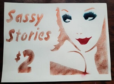 SASSY STORIES $2 Street art Stencil/Spray paint Original poster a4 kitsch sexy - Image 1 of 4