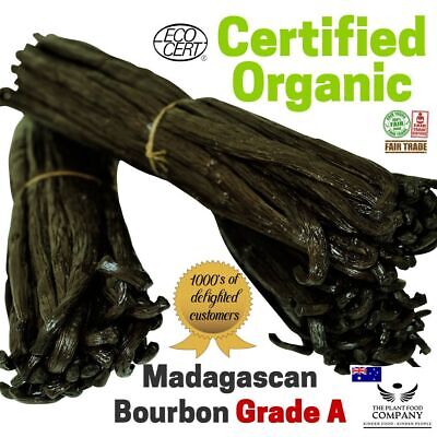 Organic Fairtrade Vanilla Beans Grade ♛AAA♛ X6 MADAGASCAN BOURBON GENUINE BEANS • 15.95$