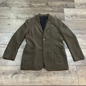 Armani Collezioni Ultrasoft Dark Khaki Brown 2-Button Blazer Jacket - Men's 40R - Picture 1 of 9