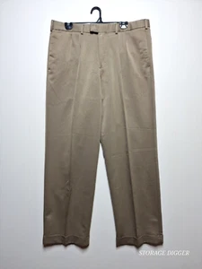 Dockers Stain Defender Men's Brown Pleated Cuffed Dress Pants Size 36 x 32 - Picture 1 of 16