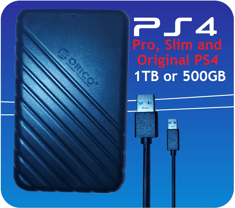 PS4 External Hard Drive PS4 Pro, Slim & Original 1TB 500GB USB 3.0 Game Drive - Image 1 of 4