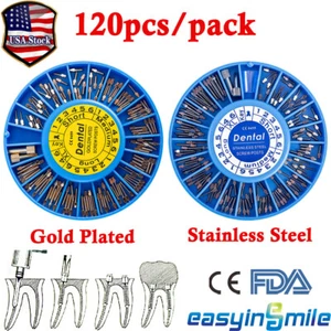 Dental Screw Post Titanium Kit Gold Silver Plated Conical Root Canal Pins 120Pcs - Picture 1 of 14