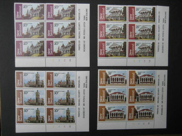 NEW ZEALAND PLATE BLOCKS SET NHM-1982 ARCHITECTURE (3rd Series) SG 1262/5 - Image 1 of 1