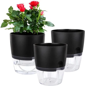 6 Inch Self Watering Planter Pots for Indoor Plants 3 Pack African Violet Pots - Picture 1 of 6