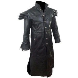 Gabardina de cuero de vaca negro estilo Steampunk gótico Metrix resistente para hombre - Imagen 1 de 6