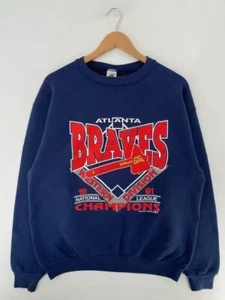 Atlanta Braves Baseball Champions Retro Style Navy Sweatshirt Men Women KH9305 - Picture 1 of 2
