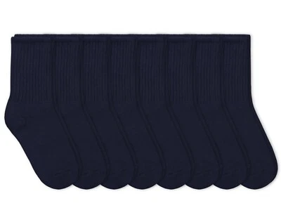 Jefferies 袜子男孩校服棉罗纹船员礼服袜 8 双装 — 第 1/3 张图片