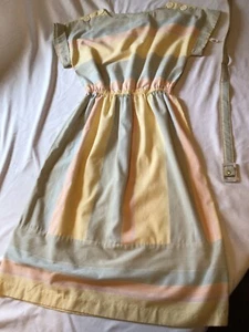 Sears The Fashion Place Vintage Kleid ~ Sommerkleid ~ Pastell ~ gestreift ~ 10P ~ ärmellos - Bild 1 von 9