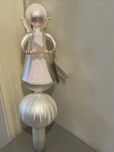 Vtg Christmas Glass Angel Holding Book Tree Topper Mouth Blown Hand Painted - Picture 1 of 24