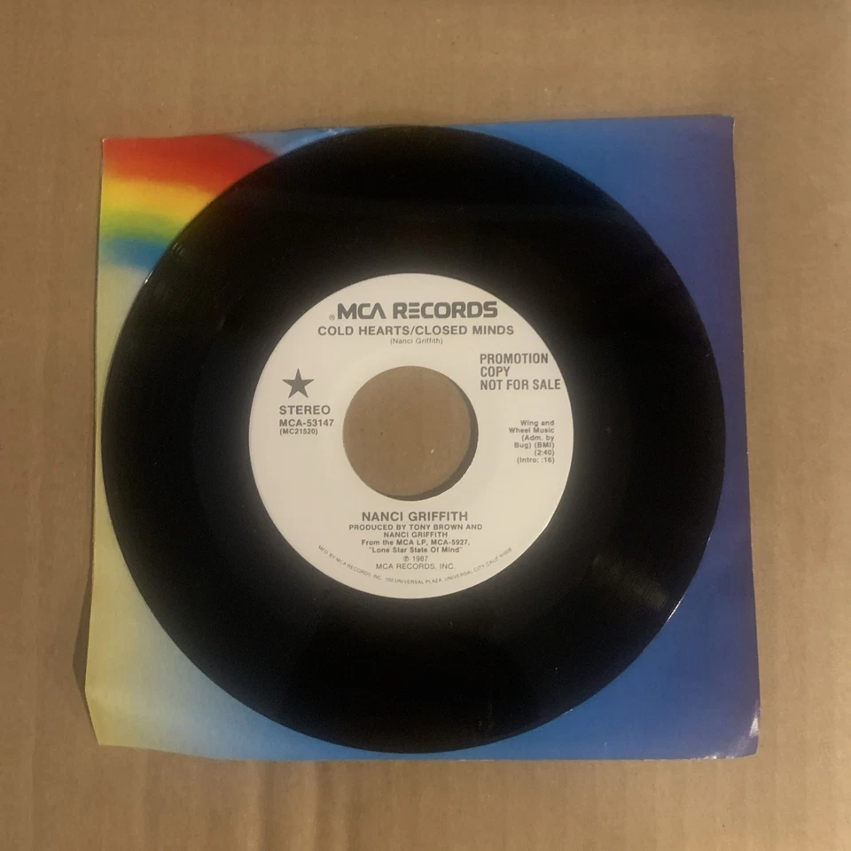 Nanci Griffith, 45 rpm, Promo, Cold Hearts/Closed Minds, MCA-53147 - Image 1 of 2