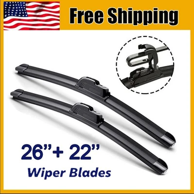 26"&22" Windshield Wiper Blades J HOOK Fit For Ford F-150 1997-2007 Set of 2 — 第 1/4 张图片