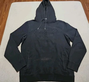 Abercrombie & Fitch Black Raised Logo Hoodie Pullover Fleece Sweatshirt S - Bild 1 von 11