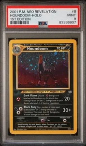 2001 Pokémon 1st Edition Neo Revelation Houndoom DOUBLE HOLO ERROR PSA 9 MINT - Picture 1 of 2