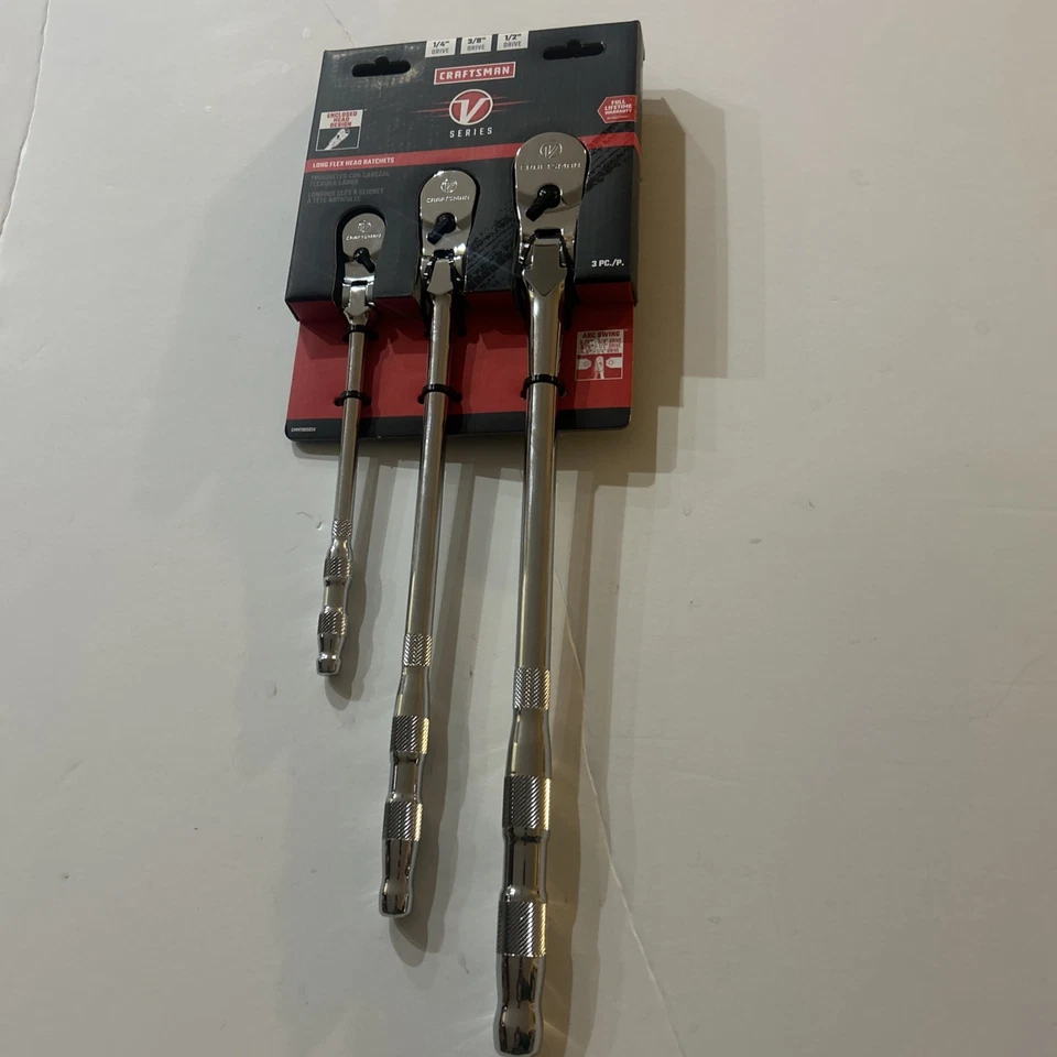 CRAFTSMAN V-Series 3 Piece Ratchet Set Flexible Head 1/4 3/8 1/2 (CMMT86505V)