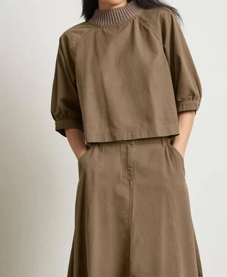 Top de sarga con cuello tejido Lilla P talla M Foto 1 de 2