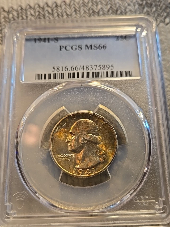 1941 S PCGS MS66 Silver Washington Quarter Foto 1 de 2