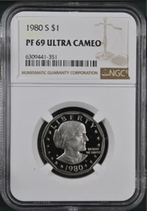 1980-S SUSAN B. ANTHONY DOLLAR - NGC PF 69 ULTRA CAMEO $1 COIN Bx27 - Picture 1 of 1