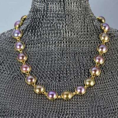 Elegante 20 Zoll Mabe Perlenkette & Vermeil Vergoldetes Sterlingsilber 79,23 g - Bild 1 von 4