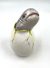 Vtg J Cania Rena Hand Made folk Art Ceramic Hatching Egg w/Whale Made in Mexico