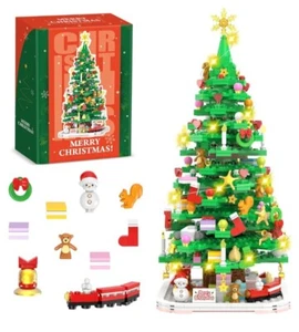 Christmas Tree Building Blocks 1102 pc Set LED LIGHT Mini Family FuN Gift New - Picture 1 of 11