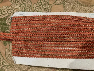 340 '' Francés Vintage Sin Usar 3/8"" Naranja Gimp Trenza Borde Foto 1 de 4