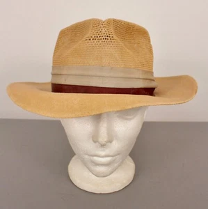 Sombrero Fedora de Paja Para Hombre De Colección Años 40 Años 50 Talla 7 1/8 Años 40 Años 50 Sauce Real - Imagen 1 de 13