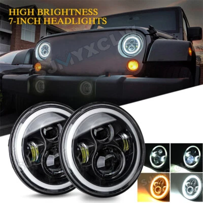 For 1970-1995 Land Rover Range Rover Classic DOT 7" Round Black LED Headlights - Image 1 of 4