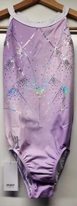 Sylvia P Gymnastics Sleeveless Leotard Lavender Purple Sequins AGA Child 10 - Picture 1 of 5