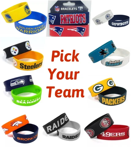 NFL Team Rubber Silicon Bracelet Wristband 2-Pack Cover