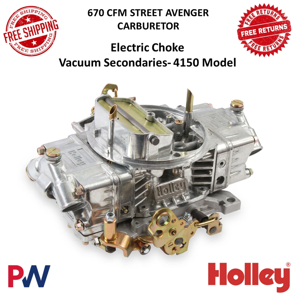 Holley 670 CFM Street Avenger Carburador Estrangulador Eléctrico Aspirador Secundario -4150 Foto 1 de 4